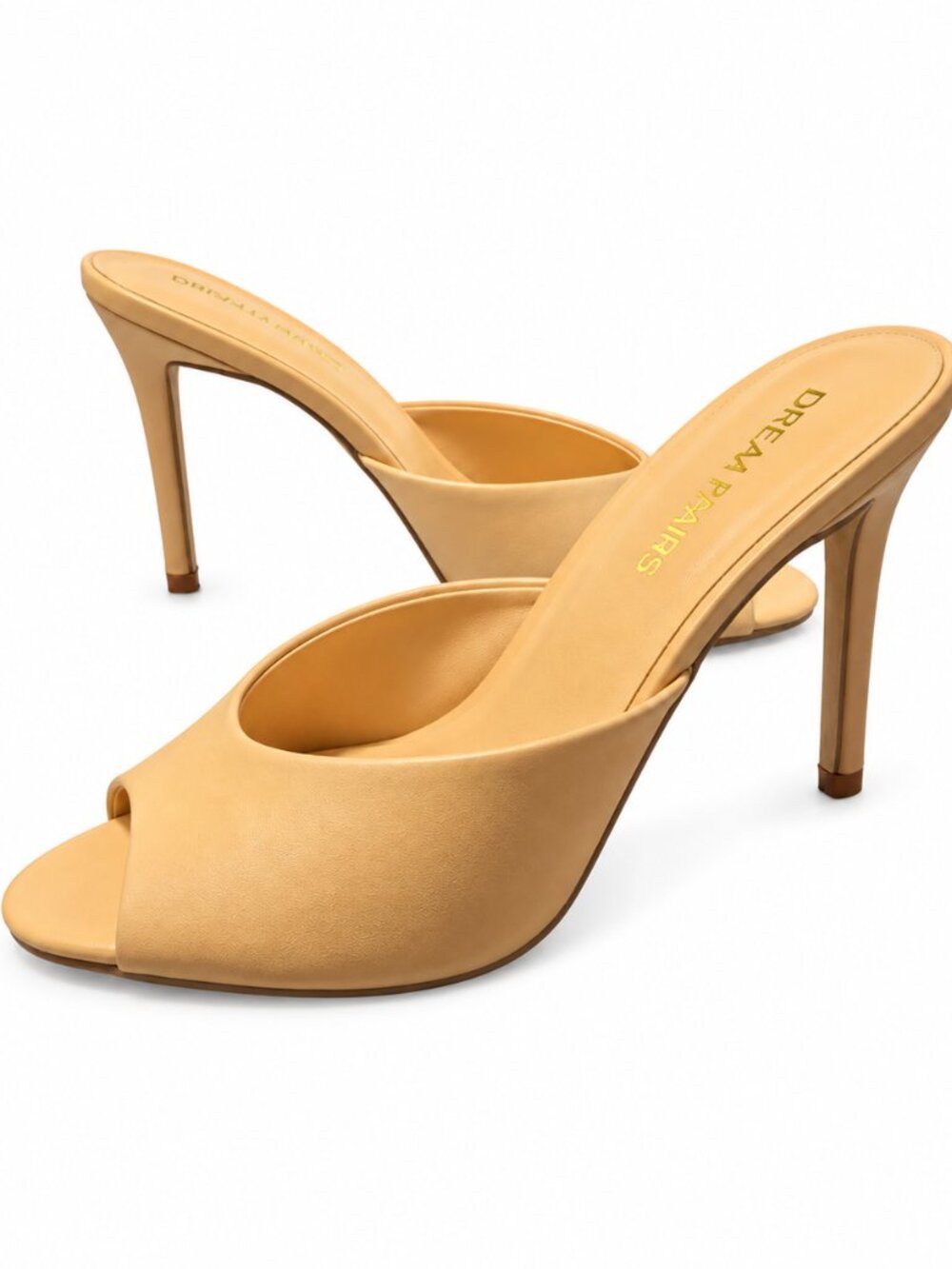 Dream Pairs Open Toe Stiletto Mule Heels Size 8.5 Nude